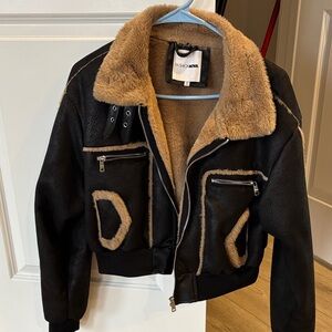 Fashion Nova Women’s Black Jacket with Tan Accents
